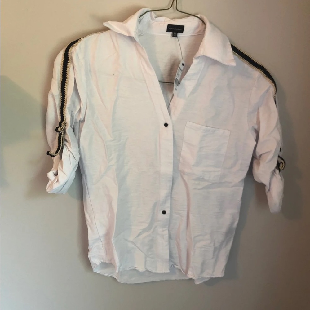 NWT white, black, and gold button down shirt - XS